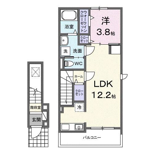 サンフラワー太田駅サイドF(1LDK/2階)の間取り写真