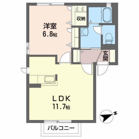 エクセル安積(1LDK/2階)の間取り写真