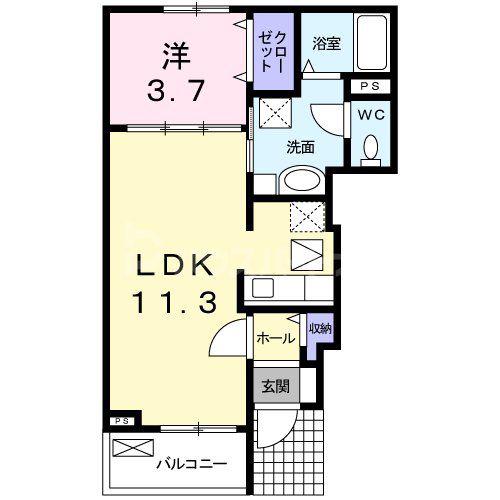 ローズパーク参番館(1LDK/1階)の間取り写真