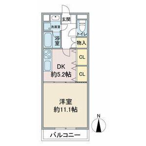 ヴィラ社台II(1DK/1階)の間取り写真