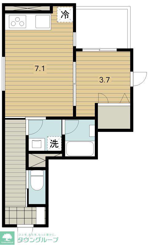 SAKURAビル(1DK/2階)の間取り写真