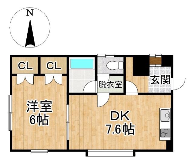 トラウテスハイム(1DK/4階)の間取り写真