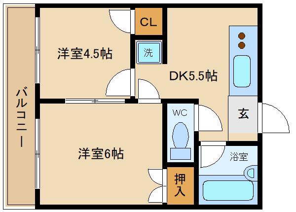 サンコート中之島(2DK/3階)の間取り写真