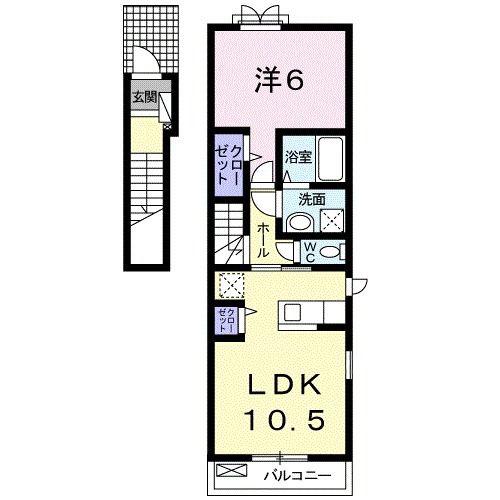 プレシスIII(1LDK/2階)の間取り写真