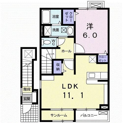 ドレッセ I(1LDK/2階)の間取り写真