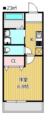 LA PORTEE(1K/2階)の間取り写真