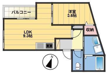 大野城東大利3丁目(1LDK/1階)の間取り写真