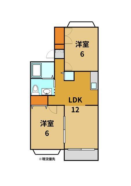 サニーサイド(2LDK/1階)の間取り写真