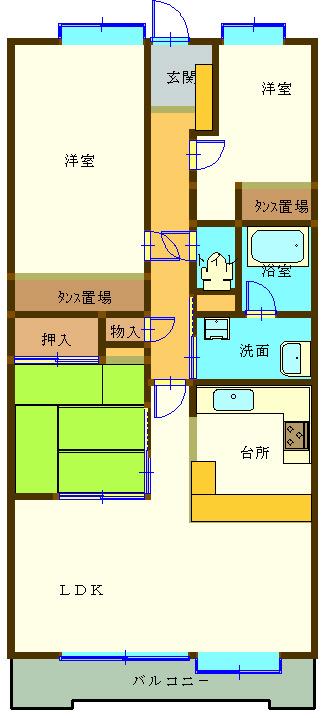 レインボー石塚(3LDK/6階)の間取り写真