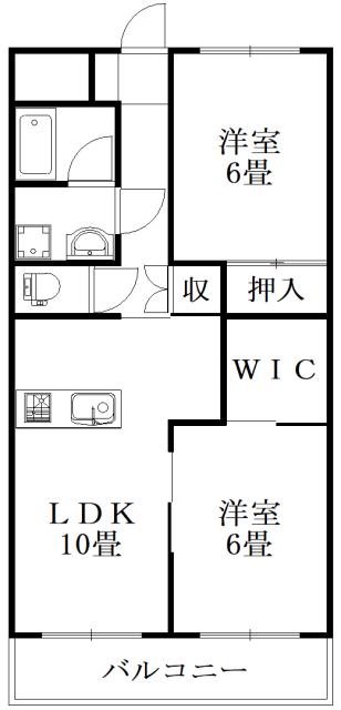 寒香梅ハイツ(2LDK/3階)の間取り写真
