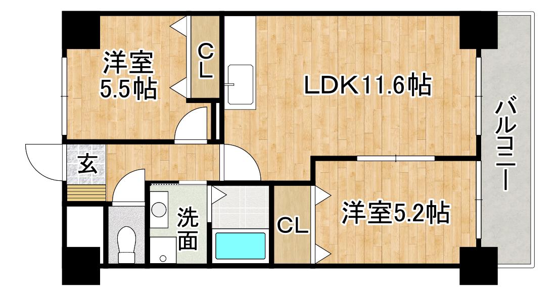 フォレストヴィラ高炉台(2LDK/7階)の間取り写真