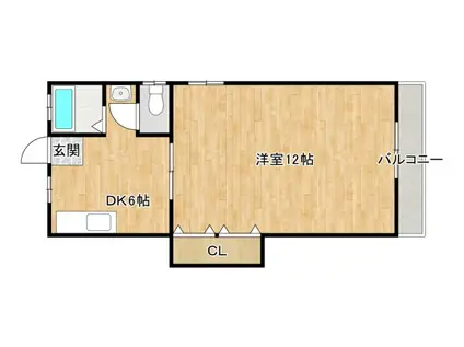 ヒルデンハイツ(1DK/3階)の間取り写真