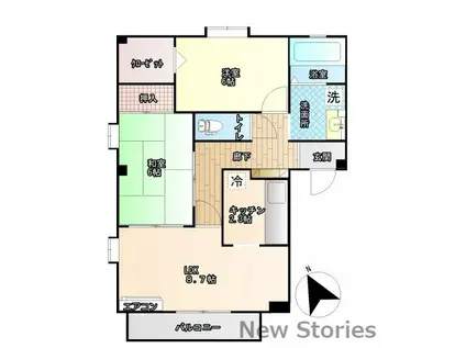 フォブール西須賀(2LDK/2階)の間取り写真