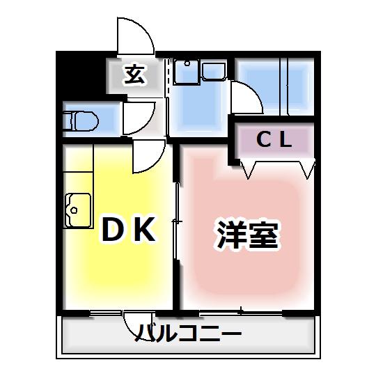 トリニティーグレース(1DK/3階)の間取り写真