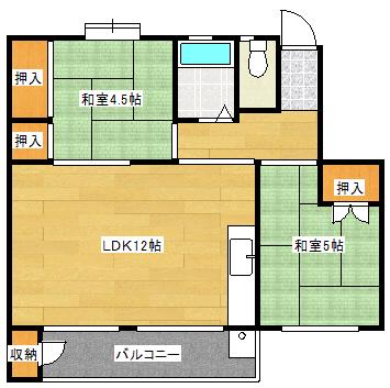 鈴が台マンション I棟(2LDK/4階)の間取り写真