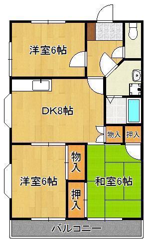 下境屋戸ハイツ(3DK/3階)の間取り写真