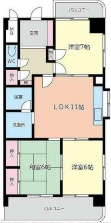 貸マンション ウインザーマンション(3LDK/1階)の間取り写真