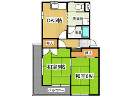 大泉プチハイム(2DK/2階)の間取り写真