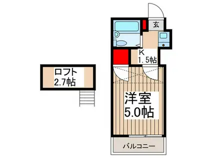 パルゼ喜沢(1K/2階)の間取り写真