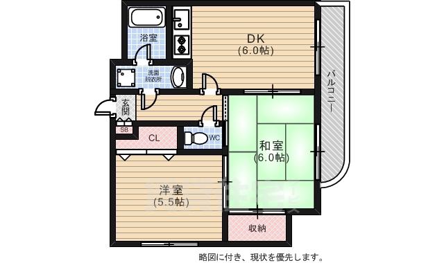 7FUKAGAWA(2DK/2階)の間取り写真
