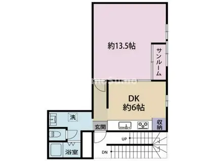 鶯橋マンション(1DK/2階)の間取り写真