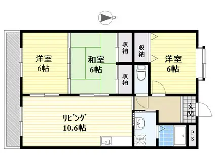 アメニティ21南大分(3LDK/8階)の間取り写真