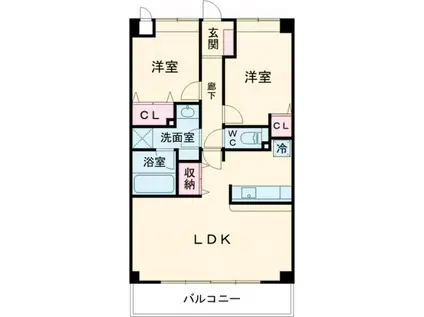 アークス高梨レジデンス(2LDK/2階)の間取り写真