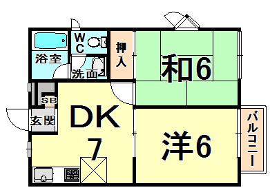 ハイツS&Kパート1(2DK/1階)の間取り写真