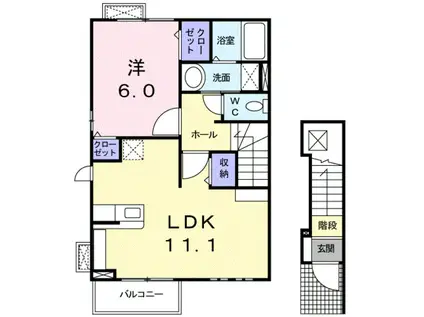 ソルジェンテ(1LDK/2階)の間取り写真
