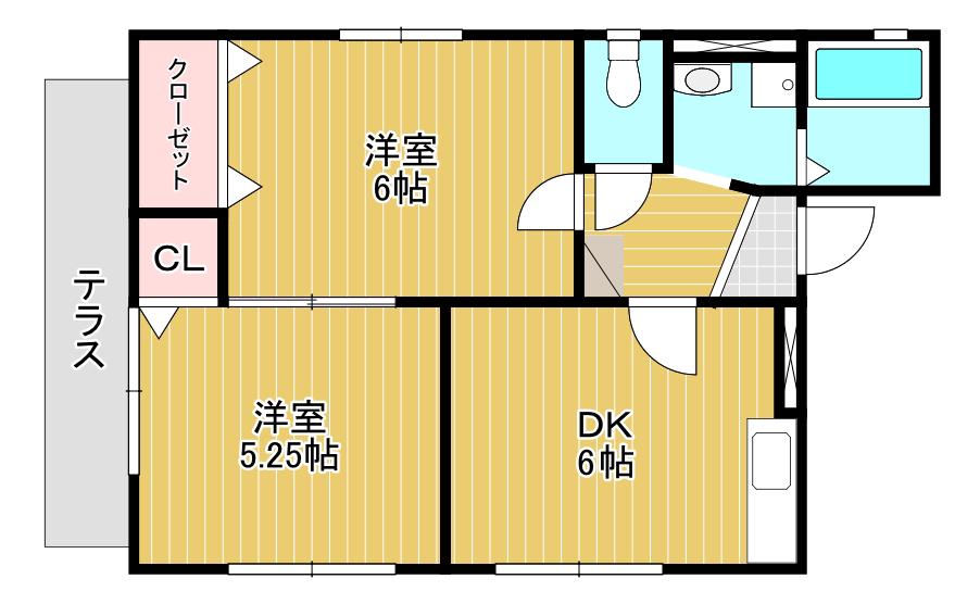 カーサ森(2DK/1階)の間取り写真
