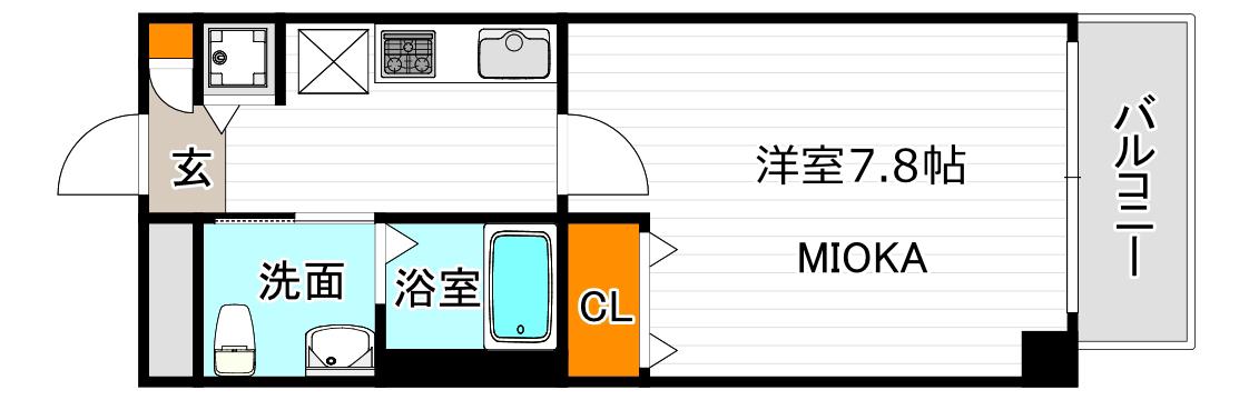 フォレスタ長居(1K/6階)の間取り写真