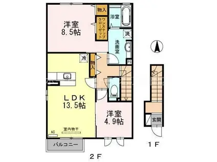 ソレイユ(2LDK/2階)の間取り写真