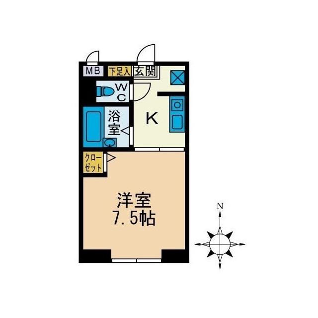 庭司苑参番館(1K/2階)の間取り写真