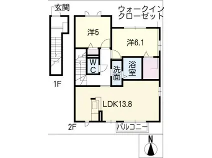 サンスプリング(2LDK/2階)の間取り写真