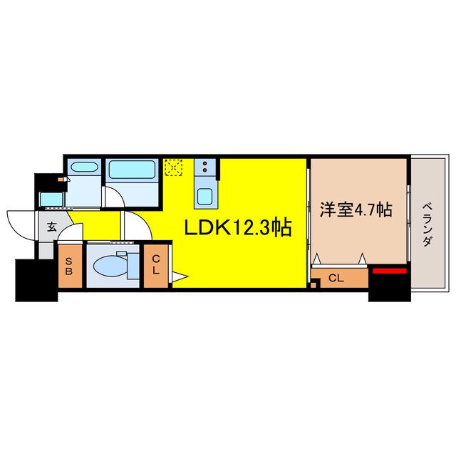 DIMUS北浜(1LDK/5階)の間取り写真
