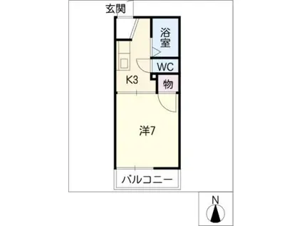 メイツ千成(1K/1階)の間取り写真