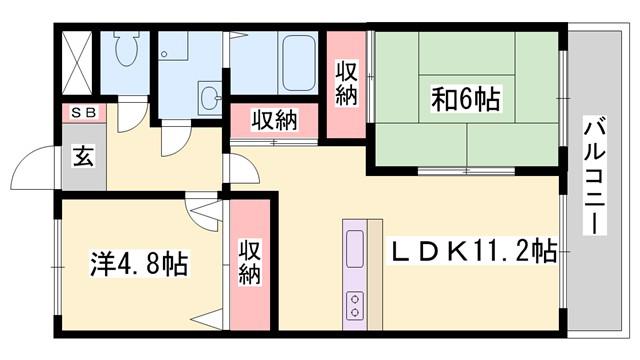 メゾンハンクスMTI(2LDK/3階)の間取り写真