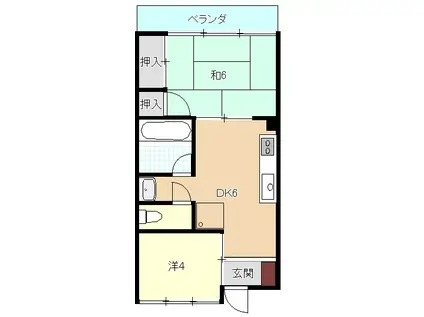 梓ハイツ(2DK/3階)の間取り写真