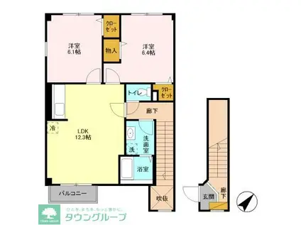 ウィステリア III(2LDK/2階)の間取り写真