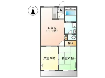 フローラルコートII番館(2LDK/3階)の間取り写真