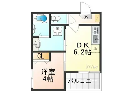 ハーモニーテラス淀下津町III(1DK/3階)の間取り写真