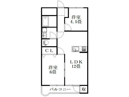 第4三宅ビル(2LDK/3階)の間取り写真