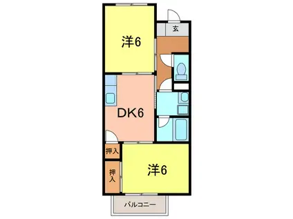 サープラスIIユニオンハイツA棟(2DK/2階)の間取り写真