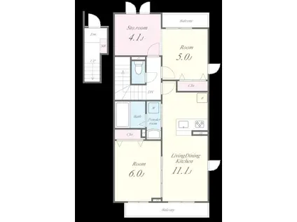 シャルマン青葉A棟(2LDK/2階)の間取り写真