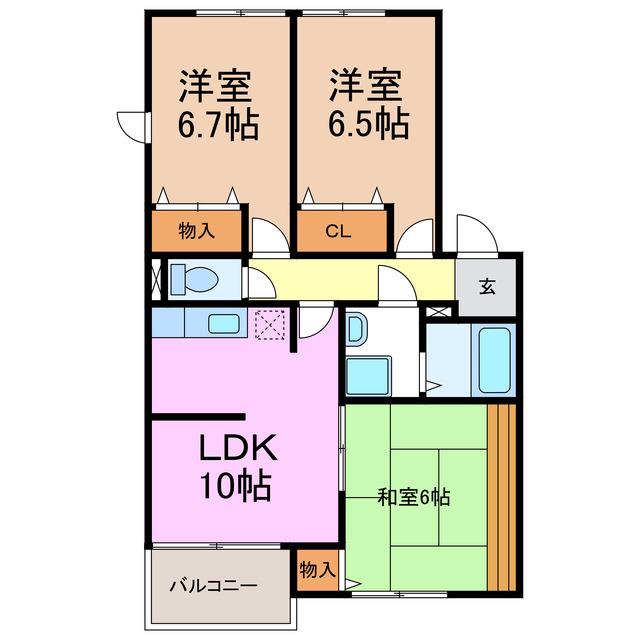 スプリングヒルズI・II(3LDK/2階)の間取り写真