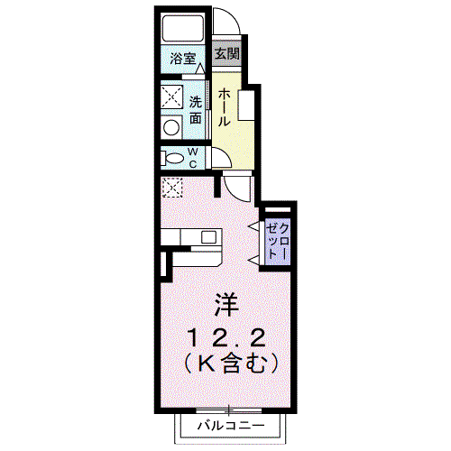 ミルテシェレA(1K/1階)の間取り写真