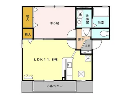 ラフィーネII(1LDK/1階)の間取り写真