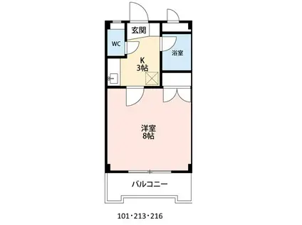 サンライズ鹿山(1K/1階)の間取り写真