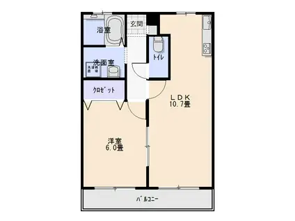 ファミール富士見(1LDK/1階)の間取り写真