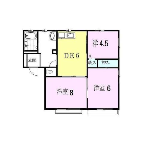 ヴァン・ヴェールII(3DK/2階)の間取り写真